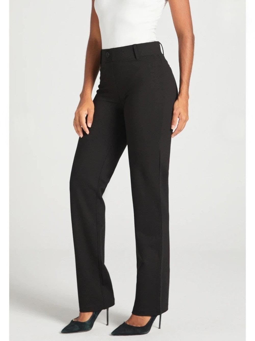 Betabrand Classic DPYP™ Dress Pant Yoga Pant Straight Plus Size 3XL Black